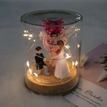 웨딩커플 LED 무드등 유리돔 여자친구 커플 선물 프로포즈 인테리어 소품, 단품