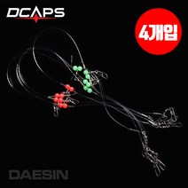 디캡스 캡스 쭈꾸미채비 2단채비 갑오징어채비 에기채비 1봉 4개입 낚싯바늘, 주황_녹색