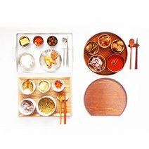1인혼밥트레이 혼밥상 고급 에쉬목 라지사이즈 사각우드트레이 반달트레이, 반달원형