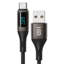 BBB트리플블랙 디스플레이 USB-A to C타입 고속충전케이블, 1.2m, 블랙