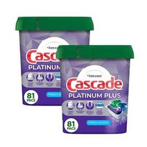 캐스케이드 플래티넘플러스 식기세척기세제 81x2팩 Cascade Platinum Plus ActionPacs Dishwasher Detergent Pods Fresh Scent, 2개, 1.25kg