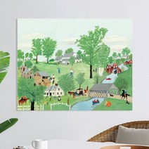 세잔느화실 명화 홈인테리어 캔버스액자 그랜드마 모지스 봄 날 Spring time 1953, 41x31cm