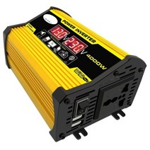 차량용 220v 인버터 캠핑용 4000W 피크 자동차 인버터 DC 12V-AC 110V/220V LED 디스플레이 전원 듀얼 USB, 04 Yellow 12V-220V