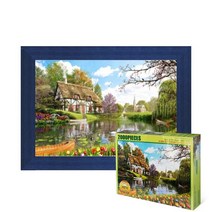 퍼즐피플 튤립이 핀 강가 2000피스 풍경퍼즐 직소퍼즐, 액자포함(우드블루), 2000p