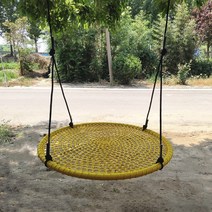 무지개 야외그네 흔들 의자 카페 펜션 벤치 해먹 테라스 흔들그네의자 체어, 노란색 직경 100cm