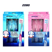 2080 크리스탈 실키 칫솔 4개입/ 초극세 실크모/2종류 P/S:5ED490 JH+19452EA : 칫솔 미세모 일반혼합모 양치 칫솔세트 칫솔모음 성인용칫솔 청소, jh ; 미세모, jh ; 본상품선택