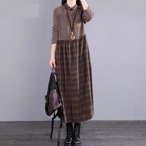 카라 체크 엄마 미시 40대 50대 옷 가을 원피스 임부복 빅사이즈