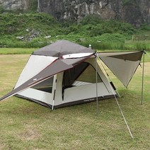 꿈화원 2~3인용 원터치 자동 텐트 자외선 차단 캠핑 텐트, 카키색