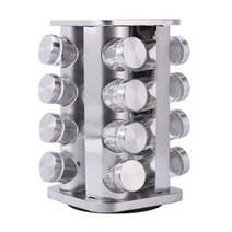 서버 랙 360° Rotating 16Jar Revolving Spice Rack Organizer for Spinning Countertop Herb 367A, Square