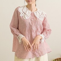 내추럴가든 줄지 레이스세라 린넨 남방