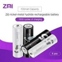 충전 휴대용 배터리 4pcslot xiaomi 호환 호환 충전식 배터리 AA 1800mAh 1.2V NiMH Zmi 호환 ZI5 보조베터, 01 1.2V
