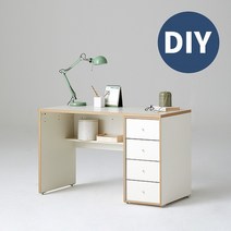 한샘 샘 책상 120cm 하부서랍형 DIY(컬러 택1), 색상:좌형/크림화이트/그린(C)