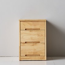 3단 원목 책상 서랍장 (D-type), 고무나무/네추럴