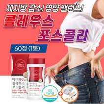 식약처 인증 콜레우스 포스콜리 추출물 빨간통 빨간맛 여름 다이어트 에 좋은 영양제 체지방 감소 도움 콜레 단기간 푸드 약60정 올로지 여성 남성 더레드 식약청 한달 체중 몸무게, 60정_1통_1개월분