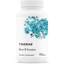 수입보충제 Thorne Basic BComplex 콜린 함유 조직 준비 비타민 B 복합 보충제 세포 에너지 생산 뇌 건강 및 적혈구 형성 지원 글루텐 프리 유제품 60 캡슐
