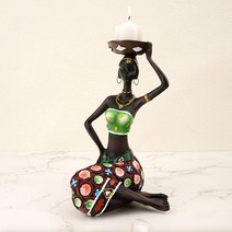 미투리아 아프리카 여인 빈티지 촛불 거치대 촛대, 그린