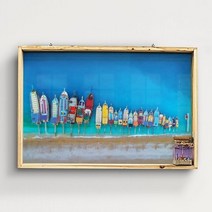 기타 바보사랑[꾸밈]우드프레임액자_줄지어있는배(대형)