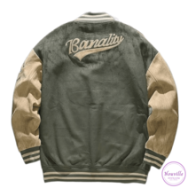 야구 잠바 인조 스웨이드 소매 배색 레터링 아플리케 자수 베이스볼 점퍼 남녀공용 항공점퍼