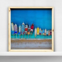 기타 바보사랑[꾸밈]우드프레임액자_줄지어있는배(중형)