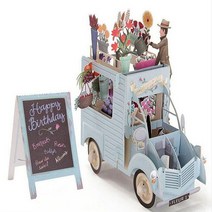생일축하카드 팝업카드 메세지 세트겨울 3D 팝업 꽃 자동차 인사말 카드 감, 01 Flower car