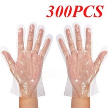 음식물처리기 100pcs 명확한 일회용 친환경 플라스틱 장갑 가정용 식당 호텔 음식 준비 요리 청소 위생 주방 용품, 300개