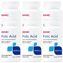 GNC Folic Acid 지엔씨 엽산 폴릭 애시드 1000mcg 베지테리언 100정 x 6, 6개