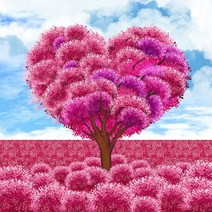 아트박스/퍼즐사랑 핑크 하트 나무 캔버스 보석십자수 30x30