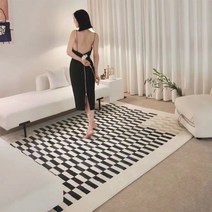 거실러그 로마 레트로 체스 판 넓은 공간 거실 카펫 미끄럼 방지 침실 침대 옆 카펫 간단한 격자