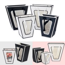 아이템하이브 꽃쇼핑백 1P 꽃포장봉투 꽃다발포장, 중 - 블랙