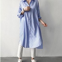 오너클랜 여자 스프라이트 루즈핏 롱 원피스 롱셔츠