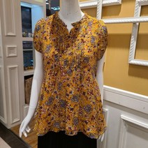 이랜드 [BCBG]BCBG 비씨비지 여름신상품!! 여름 고급수입 플라워 프릴넥 반팔 시폰 블라우스