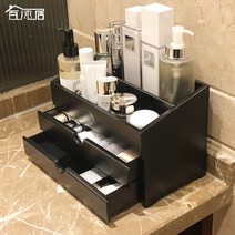 우드 원목 화장품 정리대 수납함 보관함 향수 진열대 수납장 정리함 트레이, 이중 서랍이있는 검은 색 화장품 상자