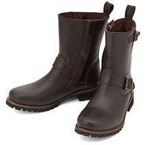 Daytona 자전거 엔지니어 부츠 23.5cm / 여성용 천연 가죽 소가죽 내장 시프트 패드 측면 지퍼 HBS-004 다크 브라운 17138
