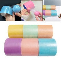 QDY 빅사이즈 대왕 펄 끈끈이 볼 테이프 공 만들기 장난감 집콕 말랑이 10CM 반짝반짝 펄컬러 테이프볼, 총6롤, 펄 퍼플