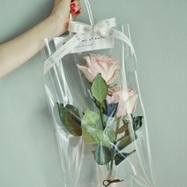 이벤트 로맨틱 프로포즈용 손잡이달린 예쁜 투명 꽃보관 꽃팩 기프트 플라워 축하 빽, 1개, 중 10개입