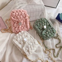DIY 코바늘 가방 뜨기 네트백 크로스백 손뜨개질, 상품선택, 2코바늘폰가방-핑크