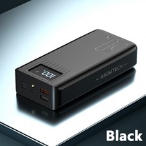 보조베터리 50000mAh 대용량 야외 여행 충전기 전화 외부 배터리 LCD 디지털 디스플레이 LED 조명, 03 Black