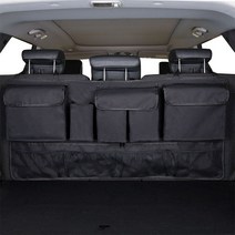 세차가방 세차툴백 트렁크정리함 Multi-Pocket Car Trunk Organizer Hanging Back Seat Storage Bag with 9 Pockets Water, [01] 107cmBlack