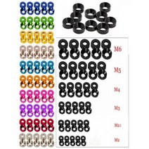 10PCS 알루미늄 와셔 M2 / M2.5 M3 M4 M5 M6 양극 처리 카운터 싱크 헤드 볼트 가스켓, Black