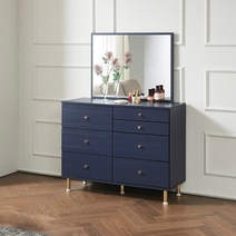 [지베] 레트로 6단 수납 화장대 1000 (와이드거울포함) 3colors, 네이비