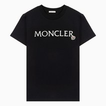 몽클레어 (당일) 23SS 로고 패치 자수 블랙 여성 반팔 티셔츠 8C00009 829HP 999