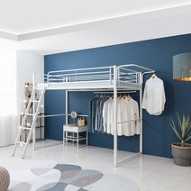 브라보가구 밀라 철제 벙커침대+ 미니독립매트리스, 화이트