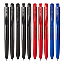 유니 시그노 RT1 노크식 볼펜 혼합 10개 (블랙 5개 레드 3개 블루 2개), 0.38 혼합  (UMN-155-38 흑5 적3 청2)