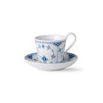 Royal Copenhagen 로얄코펜하겐 블루 플루티드 하프 레이스 피겨린 도자기 컵 & 소서 커피 잔 찻잔 250ml