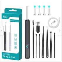 귀 내시경 NE3 클리너 스마트 비주얼 고정밀 왁스 제거 도구 카메라 LED 조명 무선 검이경 청소 관리, [04] black set, black set