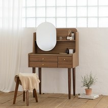 [3월 10 000원 할인] 레이디가구 스칸딕 엔틱 원목 수납 선반 화장대 (원형 거울) 방문설치, 월넛