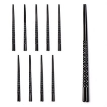 쿡차 멜라민 수저 세트 우동 국물 스푼 검정색 일식 젓가락, 파도젓가락 소 10p