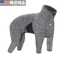 [Kurgo 정품] 반려동물용 일체형 바디워머 파자마슈트 헤더 블랙/그레이 S 불안감 감소 목줄 가능 602878