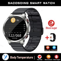 남자 여자 남녀 공용 스마트 워치 시계 밴드 스포츠 ECG PPG 심장 박동 산소 피트니스 트래커, [07] Sheet steel white