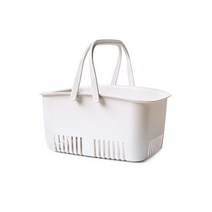 [PG PKFARM] 다용도 수납 손잡이 바구니 샤워 목욕 가방 물빠짐 구멍 바스켓, (30cm*15cm*20.5cm), [화이트], 1개